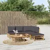 Image de vidaXL Salon de jardin 6 pcs avec coussins gris foncé bambou