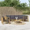 Image de vidaXL Salon de jardin 7 pcs avec coussins gris foncé bambou