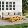 Image de vidaXL Salon de jardin 5 pcs avec coussins gris clair bois massif