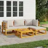 Image de vidaXL Salon de jardin 5 pcs avec coussins gris clair bois massif