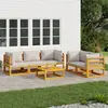 Image de vidaXL Salon de jardin 6 pcs avec coussins gris clair bois massif