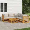 Image de vidaXL Salon de jardin 6 pcs avec coussins gris clair bois massif