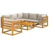 Image de vidaXL Salon de jardin 7 pcs avec coussins gris clair bois massif