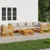 Image de vidaXL Salon de jardin 7 pcs avec coussins gris clair bois massif