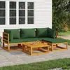 Image de vidaXL Salon de jardin 5 pcs avec coussins vert bois massif