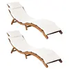 Image de vidaXL Chaises longues et coussins 2pcs Crème blanc Bois massif acacia