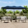 Image de vidaXL Parasol de jardin à double tête avec LED bleu azuré 449x265 cm