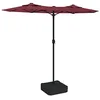 Image de vidaXL Parasol de jardin à double tête avec LED rouge bordeaux