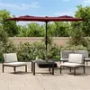 Image de vidaXL Parasol de jardin à double tête avec LED rouge bordeaux