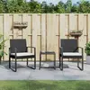 Image de vidaXL Ensemble à manger de jardin avec coussins 3 pcs noir rotin PP