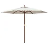 Image de vidaXL Parasol de jardin avec mât en bois sable 299x240 cm, parasol, parasol d'extérieur, parasol de patio, parapluie, parasol de terrasse