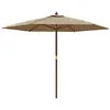 Image de vidaXL Parasol de jardin avec mât en bois taupe 299x240 cm, parasol, parasol d'extérieur, parasol de patio, parapluie, parasol de terrasse