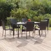Image de vidaXL Ensemble à manger de jardin 7 pcs Noir Résine tressée