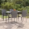 Image de vidaXL Ensemble à manger de jardin 5 pcs Gris Résine tressée