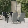 Image de vidaXL Ensemble à manger de jardin 5 pcs Gris clair Résine tressée