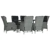 Image de vidaXL Ensemble à manger de jardin 7 pcs Gris clair Résine tressée