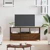 Image de vidaXL Meuble TV chêne marron 102x33x45 cm bois d'ingénierie et fer