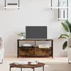 Image de vidaXL Meuble TV chêne fumé 90x33x45 cm bois d'ingénierie et fer