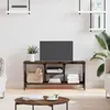 Image de vidaXL Meuble TV chêne fumé 100x35x45 cm bois d'ingénierie et fer