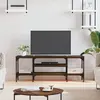 Image de vidaXL Meuble TV chêne marron 121x35x45 cm bois d'ingénierie et fer