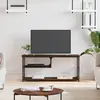Image de vidaXL Meuble TV chêne marron 103x38x46,5cm bois d'ingénierie et acier