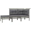 Image de vidaXL Salon de jardin 4 pcs avec coussins Gris Résine tressée