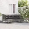 Image de vidaXL Salon de jardin 5 pcs avec coussins Gris Résine tressée