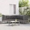 Image de vidaXL Salon de jardin 5 pcs avec coussins Gris Résine tressée