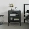Image de vidaXL Table de chevet noir 50x35x60 cm verre et acier