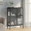 Image de vidaXL Buffet noir 75x35x105 cm verre et acier