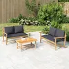 Image de vidaXL Salon de jardin 3 pcs avec coussins gris foncé bambou