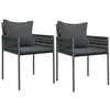 Image de vidaXL Chaises de jardin avec coussins lot de 2 noir 54x61x83 cm rotin, siège de jardin, chaise de patio, chaise de balcon, chaise d'extérieur