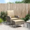 Image de vidaXL Chaise de jardin avec tabouret marron clair résine tressée