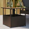 Image de vidaXL Table de jardin avec trou de parasol marron résine tressée