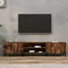 Image de vidaXL Meuble TV chêne fumé 180x31,5x40 cm bois d'ingénierie