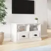 Image de vidaXL Meuble TV blanc brillant 80x35x50 cm bois d'ingénierie