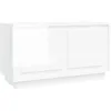 Image de vidaXL Meuble TV blanc brillant 80x35x45 cm bois d'ingénierie