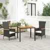Image de vidaXL Ensemble à manger de jardin avec coussins 3 pcs Noir