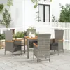 Image de vidaXL Ensemble à manger de jardin 5 pcs coussins gris résine tressée