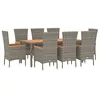 Image de vidaXL Ensemble à manger de jardin 9 pcs coussins gris résine tressée