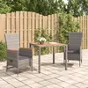 Image de vidaXL Ensemble à manger de jardin 3 pcs coussins gris résine tressée
