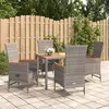 Image de vidaXL Ensemble à manger de jardin 5 pcs coussins gris résine tressée