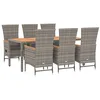 Image de vidaXL Ensemble à manger de jardin et coussins 7 pcs gris rotin