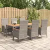 Image de vidaXL Ensemble à manger de jardin et coussins 7 pcs gris rotin