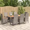 Image de vidaXL Ensemble à manger de jardin 9 pcs coussins gris résine tressée