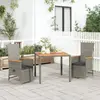 Image de vidaXL Ensemble à manger de jardin 3 pcs coussins gris résine tressée