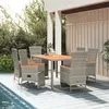 Image de vidaXL Ensemble à manger de jardin et coussins 7 pcs gris rotin