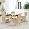 Image de vidaXL Ensemble à manger de jardin avec coussins 5pcs Beige poly rotin