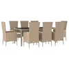 Image de vidaXL Ensemble à manger de jardin et coussins 9 pcs beige Poly rotin