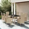 Image de vidaXL Ensemble à manger de jardin et coussins 9 pcs beige Poly rotin